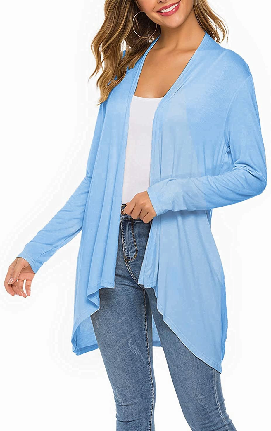 High Quality Work Boots Women's Casual Long Sleeve Open Front Lightweight Drape Cardigans with Pockets