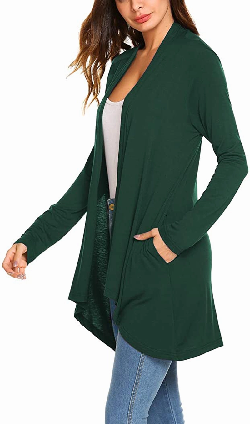 Women's Casual Long Sleeve Open Front Lightweight Drape Cardigans with Pockets Best Work Boots For Ladders