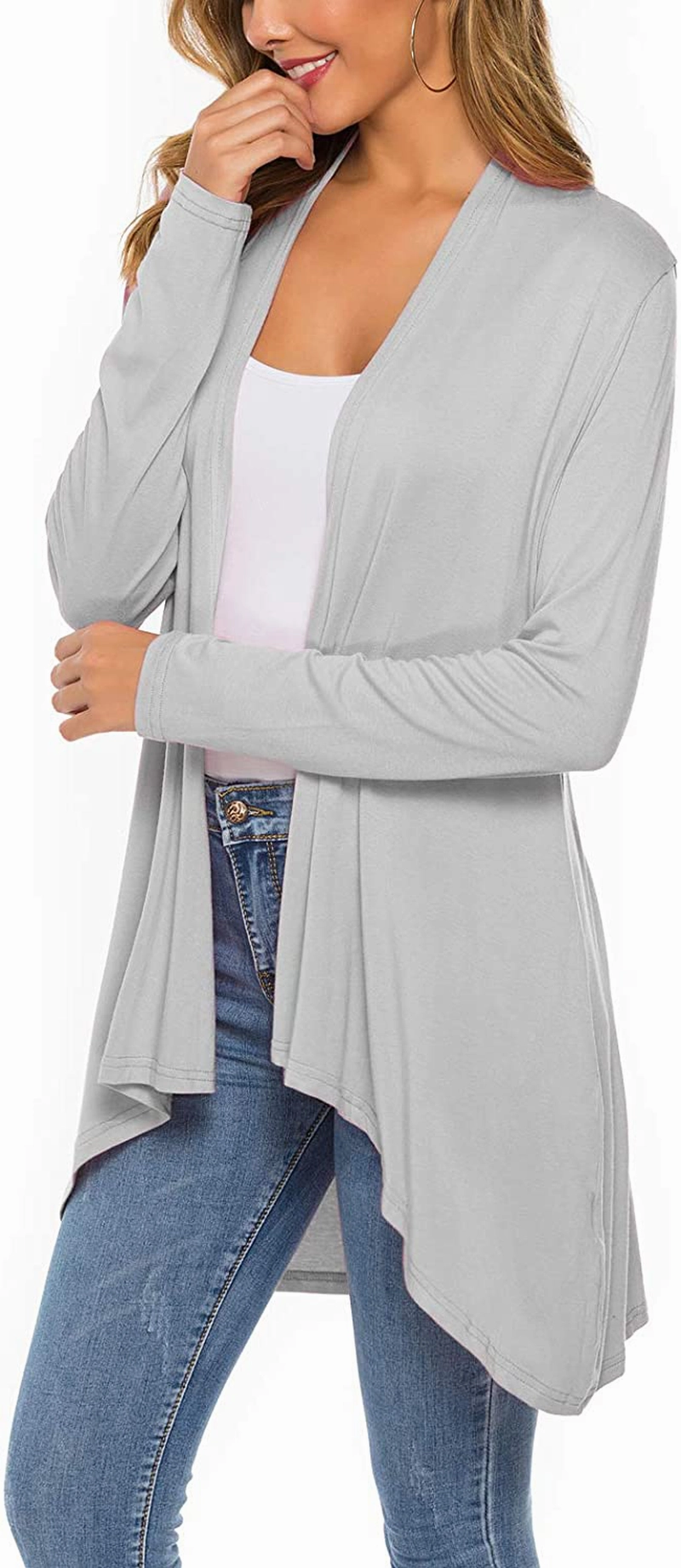 Women's Casual Long Sleeve Open Front Lightweight Drape Cardigans with Pockets Work Boots Breaker Ct