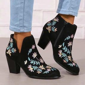 Women's Embroidered High Heel Fashion Boots 10104789C Adidas Most Expensive Shoe