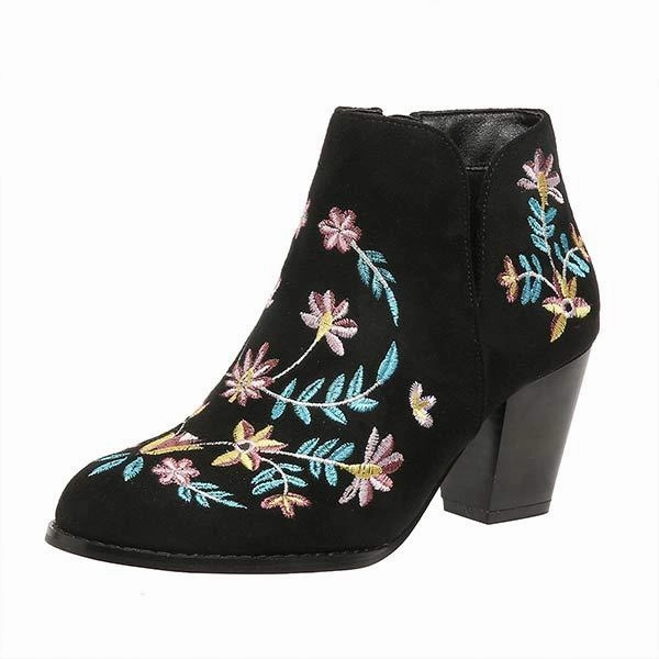Women's Embroidered High Heel Fashion Boots 10104789C Adidas Shoes Ozweego