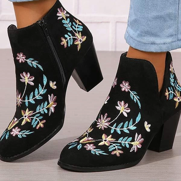 Women's Embroidered High Heel Fashion Boots 10104789C Kith Shoes Adidas