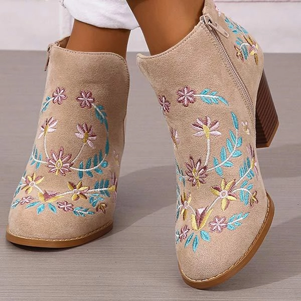 Women's Embroidered High Heel Fashion Boots 10104789C Adidas Running Shoes Comfort Under 100