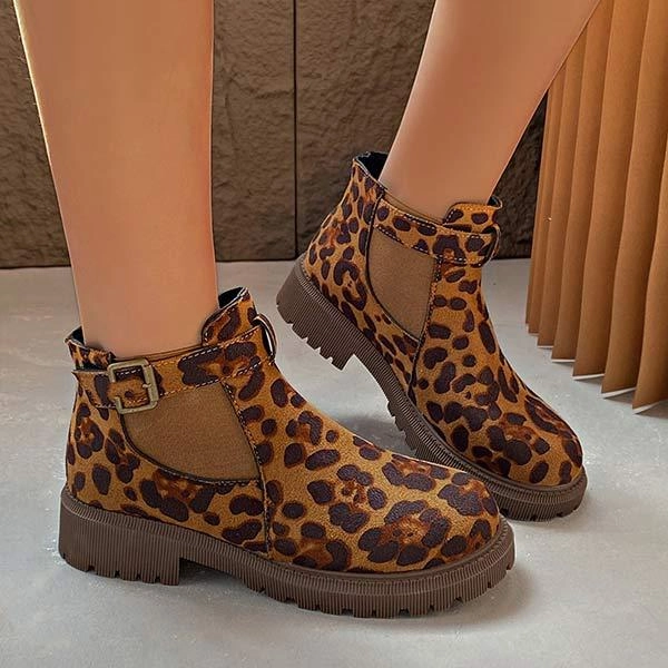 Adidas Shoes With Print Women's Fashion Leopard Print Short Elastic Ankle Martin Boots 54961185C