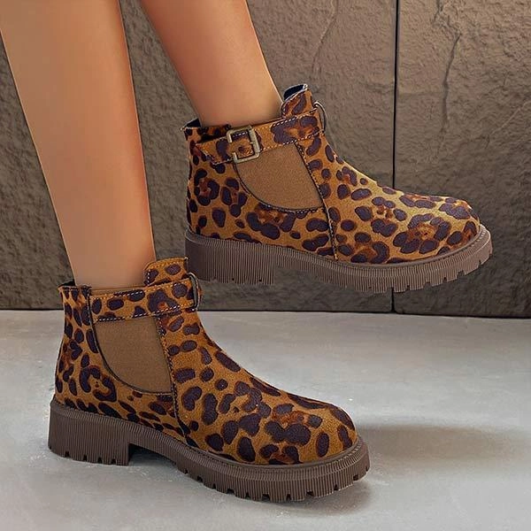 Women's Fashion Leopard Print Short Elastic Ankle Martin Boots 54961185C Golf Shoe Adidas