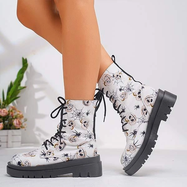 Women's Fashion Printed Martin Boots 94820316C Adidas Shoes With Flames