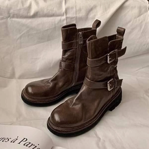 Adidas Super Sleek 72 Shoes Women's Genuine Leather Buckle-Zip Thick-Soled Martin Boots 51005687C