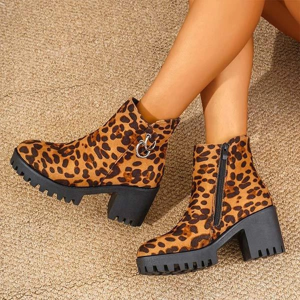 Women's Leopard Print Block Heel Ankle Boots 88668303C Adidas X Speedportal 4 Indoor Soccer Shoes