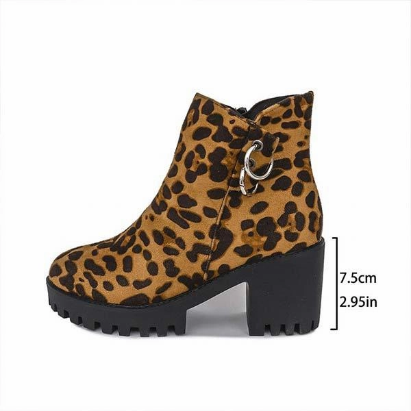Women's Leopard Print Block Heel Ankle Boots 88668303C Adidas Recycled Shoes