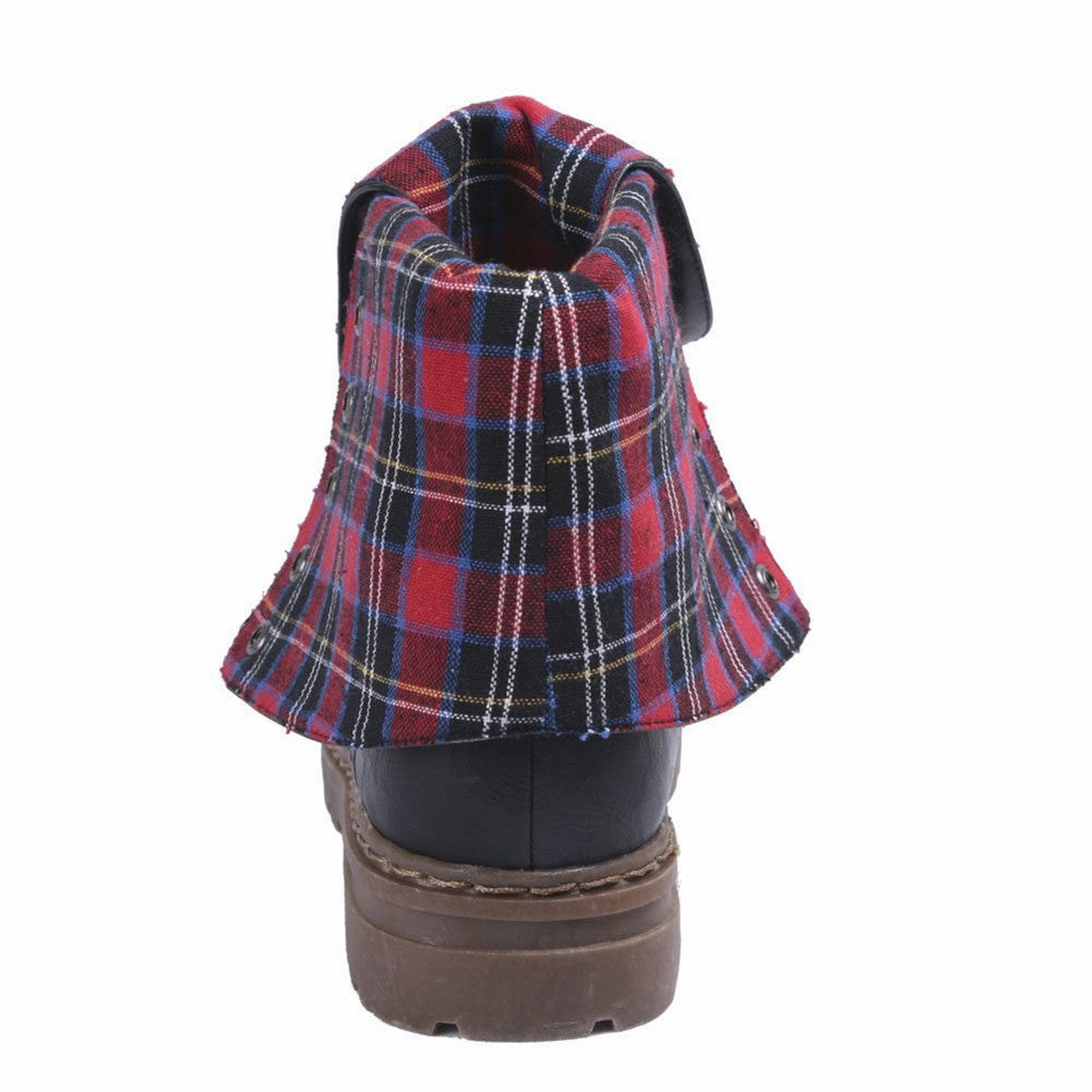 Women's Low Heel Folded Collar Lace Up Front Mid Calf Boots Adidas Build Your Shoe