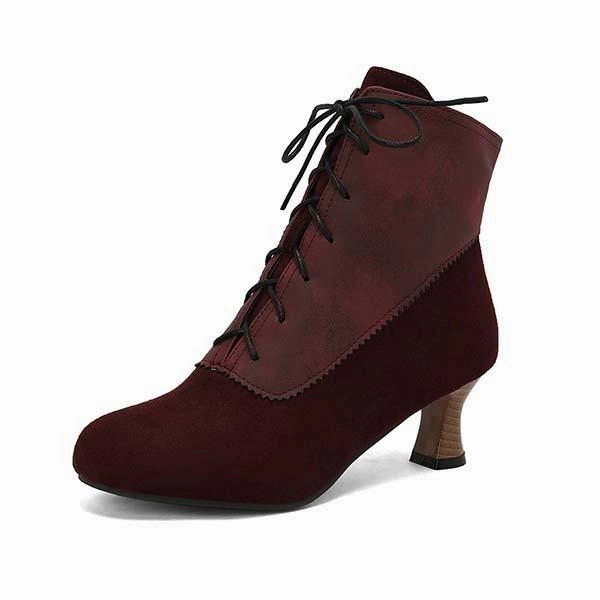 Women's Mid-Heel Suede Patchwork Ankle Martin Boots 36405403C Mahomes Adidas Shoes