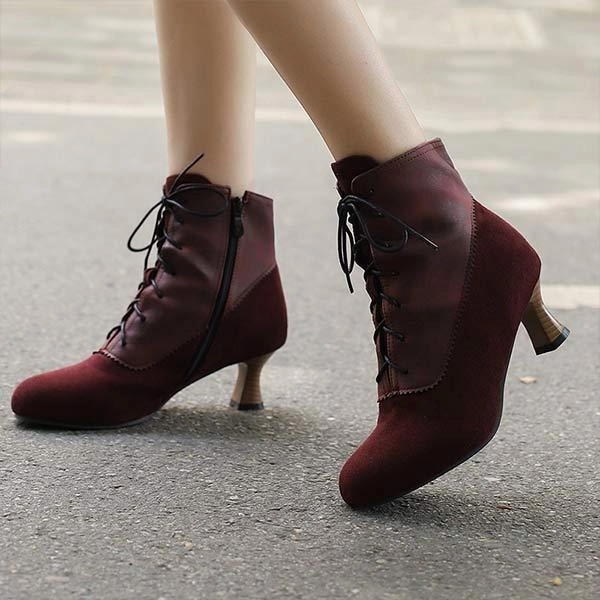 Women's Mid-Heel Suede Patchwork Ankle Martin Boots 36405403C Adizero Adidas Basketball Shoes