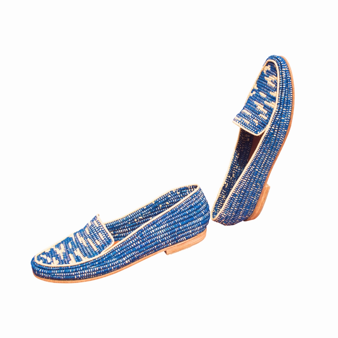 Women's Raffia Loafers (Blue with Natural Accents) Loafers Sam Edelman