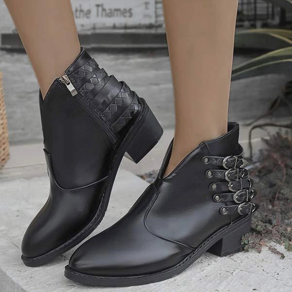 Adidas Gazelle Og Shoes Women's Rivet Belt Buckle Chunky Heel Short Boots 43933559C