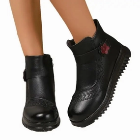 Merry Rain Boots Women's Rubber Boots  Boots-Women Round Toe Shoes Winter Footwear Rain 2024 Ankle Low Ladies Flock Fabric Solid Hoof Heels Ridin