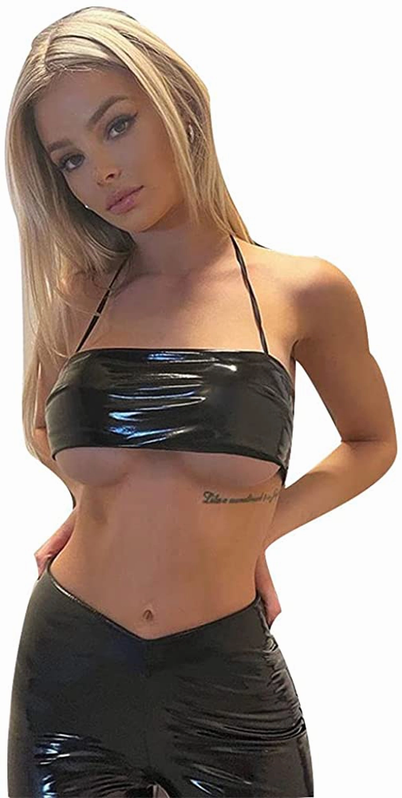 Women's Sleeveless Camisole Tanks Top Girls Teens Fashion Spaghetti Strap Crop Top Metal Toe Work Boots