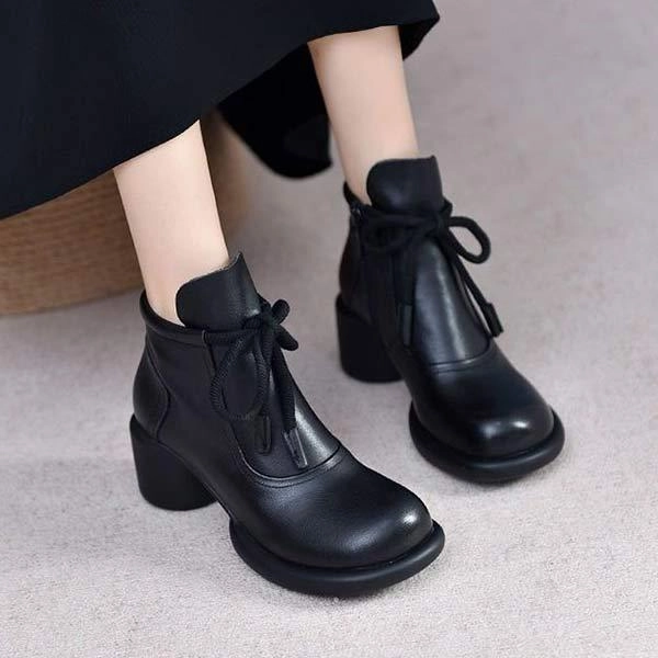 Women's Vintage Chunky Heel Ankle Boots 45756576C Adidas Width Shoes