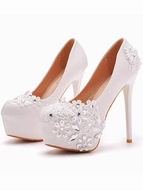 African Dress Shoes Women's Wedding Shoes Decorative Heel Wedding Heels Bridal Shoes With Beading WS0001