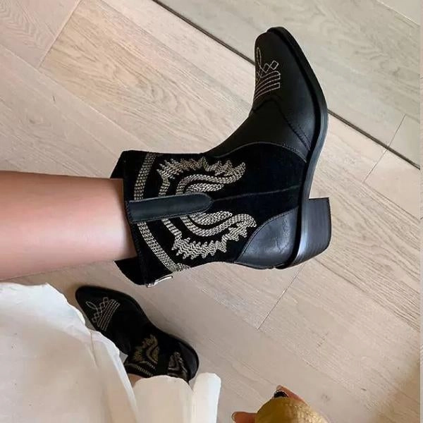 Women's Western Embroidered Fashion Ankle Boots 42129594C Adidas Summer Shoes