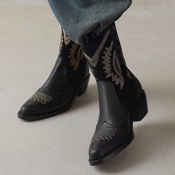 Women's Western Embroidered Fashion Ankle Boots 42129594C Adidas Carbon Running Shoes