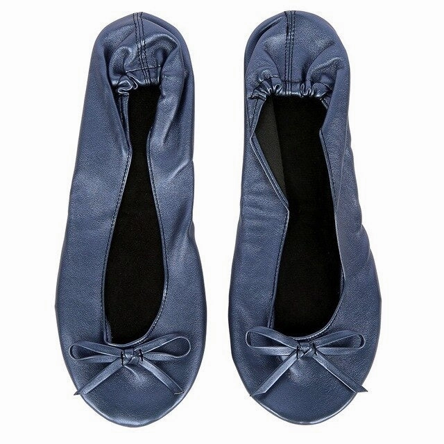 Women Shoes Flats Portable Fold Up Ballerina Flat Shoes Roll Up Foldable Ballet After Party Shoes For Bridal Wedding Party Favor Best Stability Shoe For Flat Feet