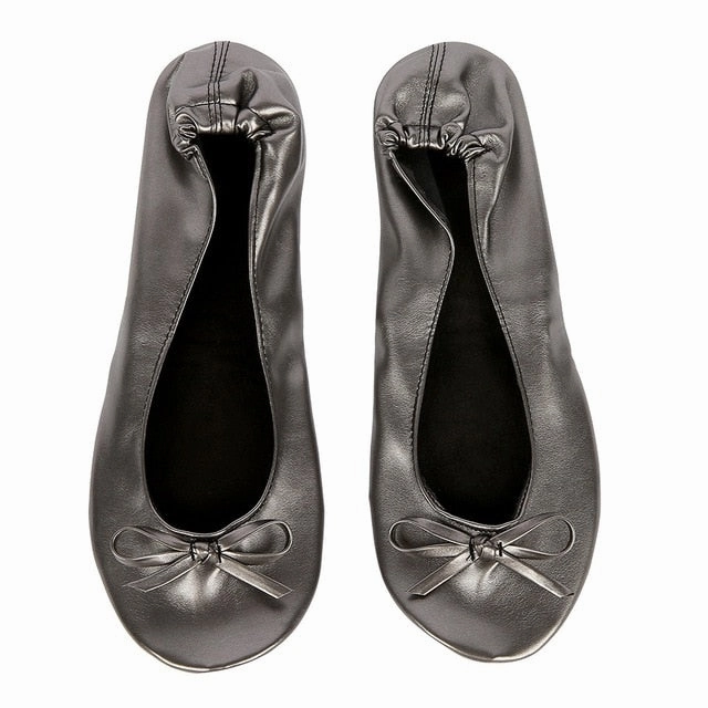 Flat Out Shoes Women Shoes Flats Portable Fold Up Ballerina Flat Shoes Roll Up Foldable Ballet After Party Shoes For Bridal Wedding Party Favor