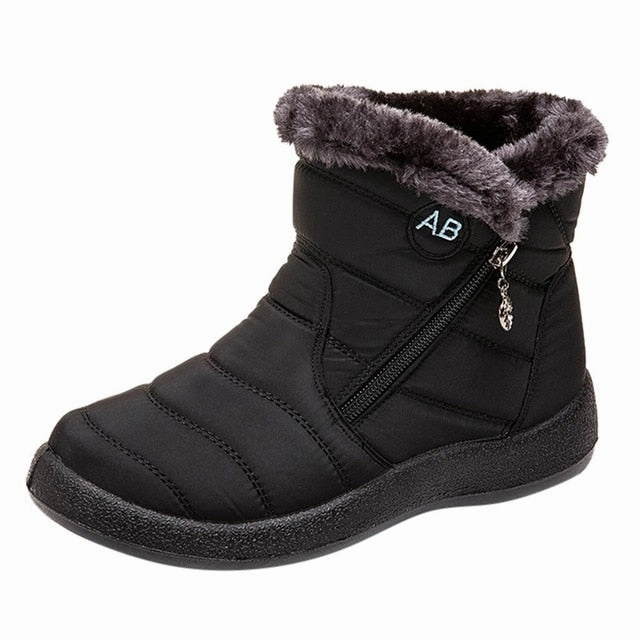 Women Snow Boots Warm Short Fur Plush Winter Ankle Boots Plus Size Ladies Shoes Female Zip Comfort Warm Shoes Footwear #1016