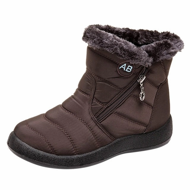 Women Snow Boots Warm Short Fur Plush Winter Ankle Boots Plus Size Ladies Shoes Female Zip Comfort Warm Shoes Footwear #1016