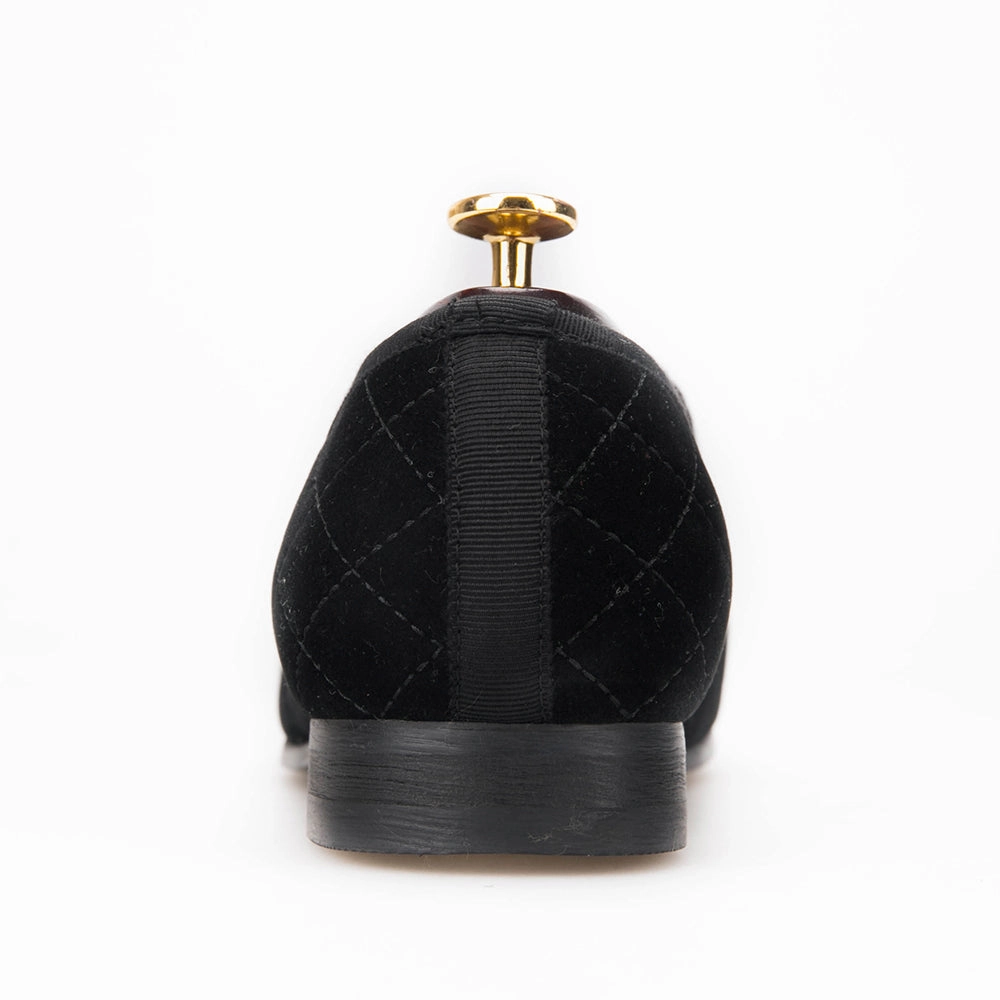 OneDrop Handmade Men Dress Shoes Stitching Plaid Velvet Embroidery Party Wedding Prom Loafers Loafers Vs Dress Shoes