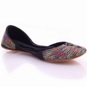 Flat Foot Shoes For Work Womens Larien Embroidered Leather Flat Indian Pump