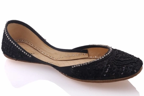 Womens Loraine Handcrafted Leather Indian Khussa Flat Peep Toe Shoes