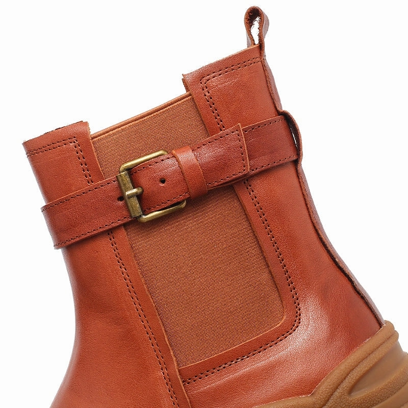 Water Repellent Snow Boots Womens Retro Leather Ankle Boots Snow Boots Have Fleece Lined for Cold Winter in Black/Brown