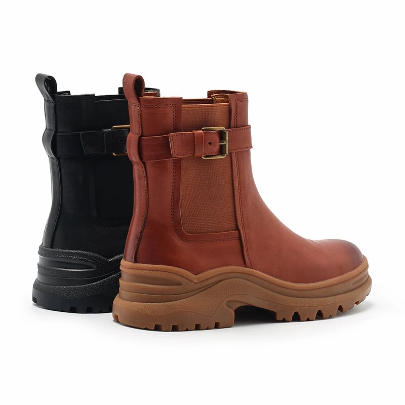 Sale On Snow Boots Womens Retro Leather Ankle Boots Snow Boots Have Fleece Lined for Cold Winter in Black/Brown