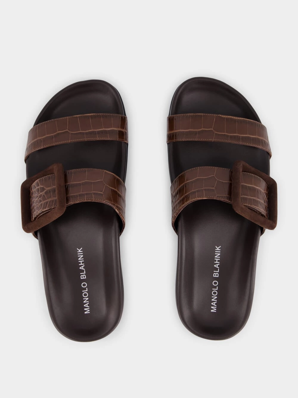 Brown Calf Leather Sandals Chunky Flat Shoes