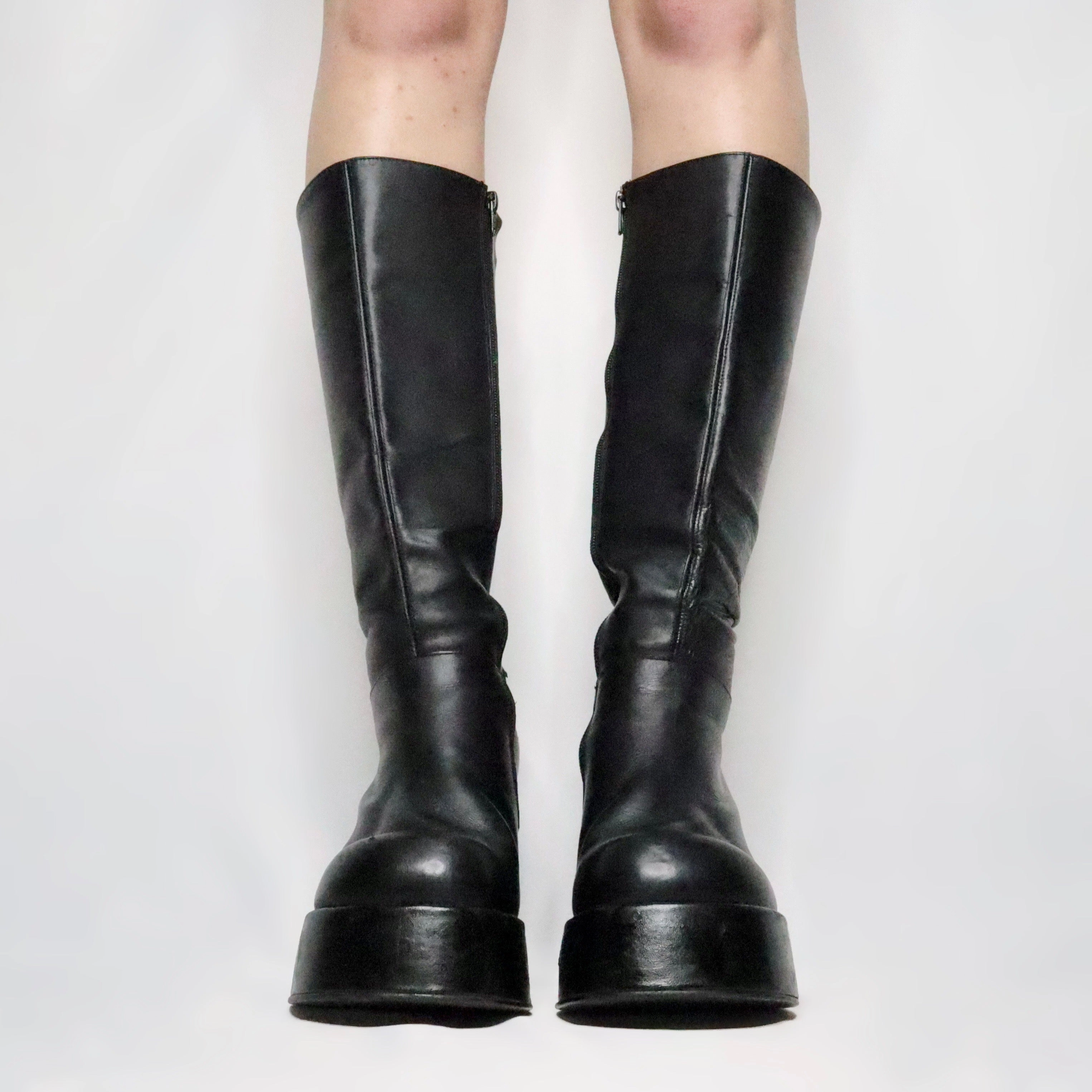 Usa Adidas Golf Shoes Black Leather Platform Boots(8.5 US/39 EU)