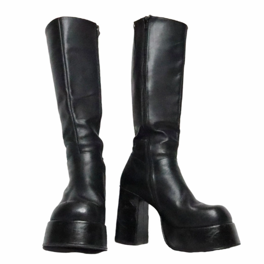 Black Leather Platform Boots(8.5 US/39 EU) Deals On Adidas Shoes