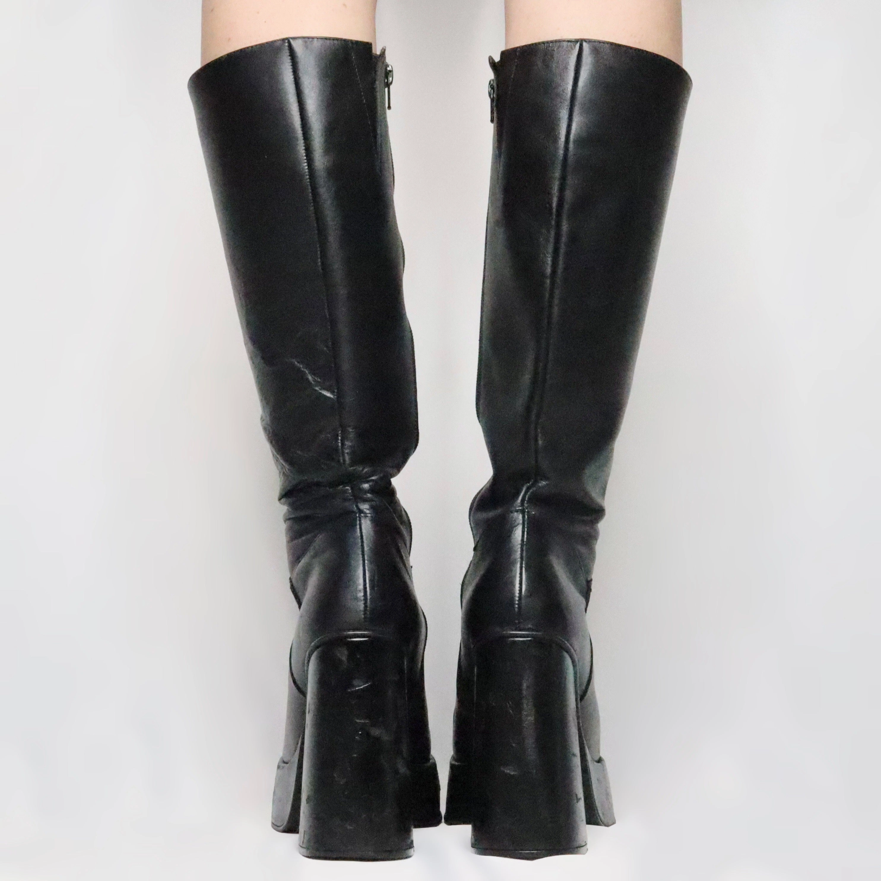 Black Leather Platform Boots(8.5 US/39 EU) Adidas Shoes Trainers