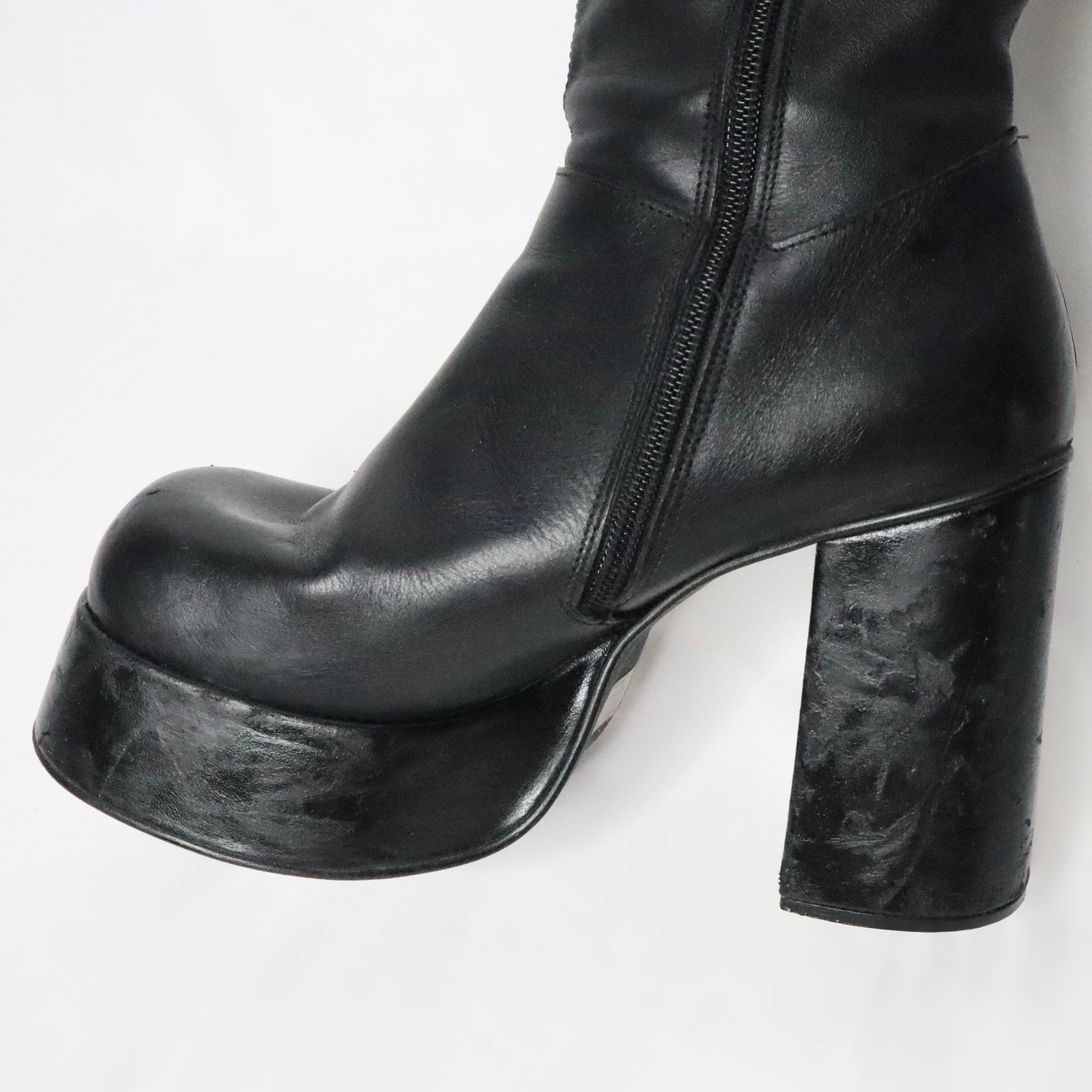 Adidas Predator Soccer Shoes Black Leather Platform Boots(8.5 US/39 EU)