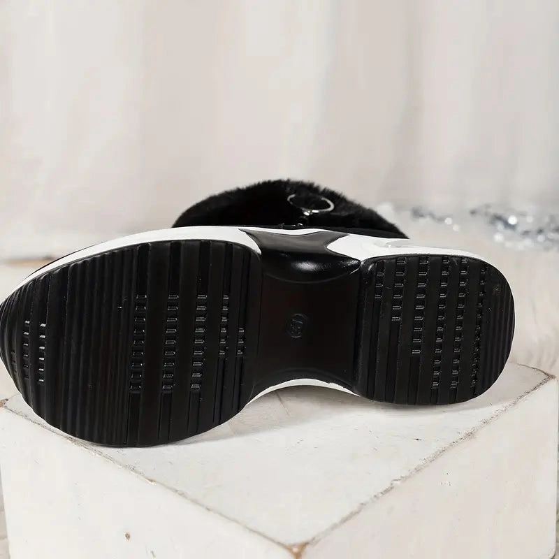 Waterproof Work Boots Composite Toe Women's Platform Ankle Boots - Smooth Zipper, Chunky Style, Plush Lined