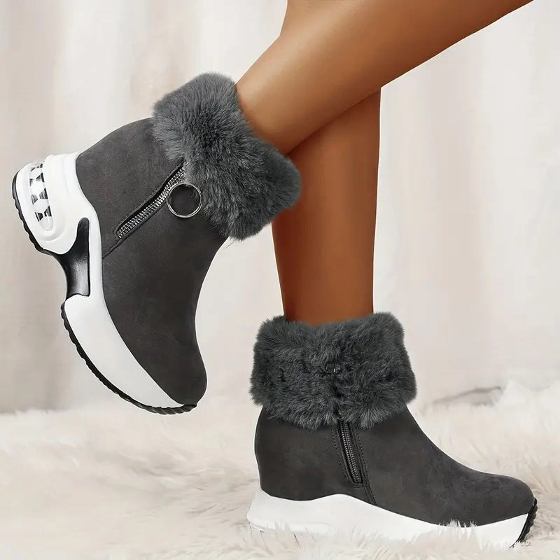 Women's Platform Ankle Boots - Smooth Zipper, Chunky Style, Plush Lined Best Long Lasting Work Boots