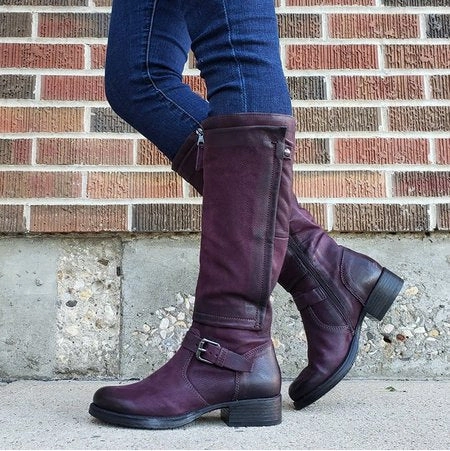 Round Toe High-Leg Boots - Stylish Low-Heel Knee-High Boots for Women Waterproof Chelsea Work Boots