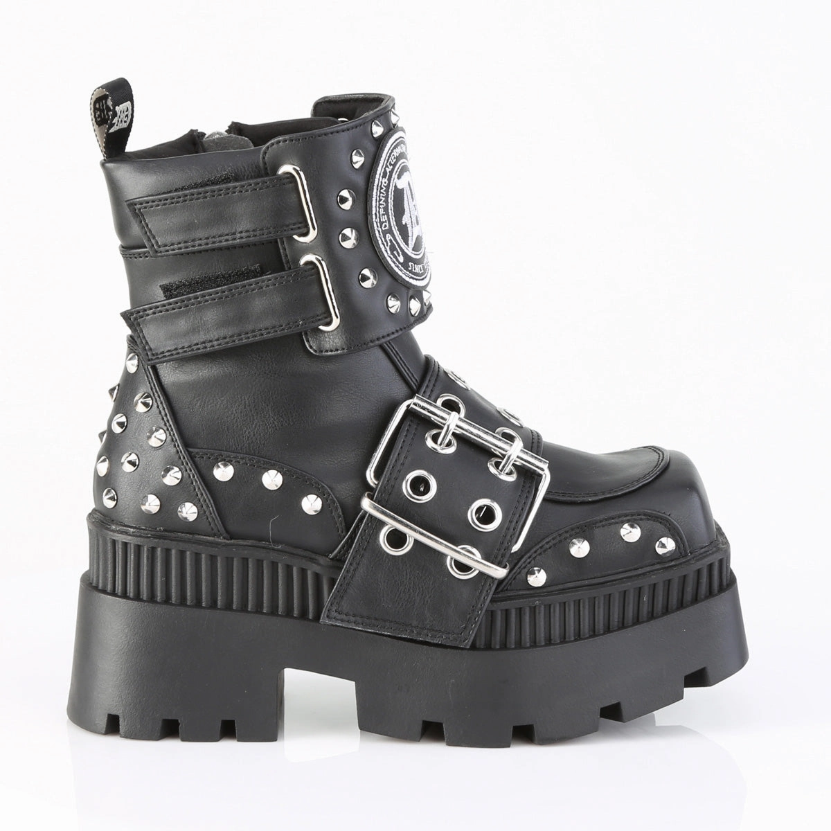 WRATH-58 DemoniaCult Black Vegan Leather Sexy Women's Ankle Boots (Alternative Footwear) Winterized Adidas Shoes