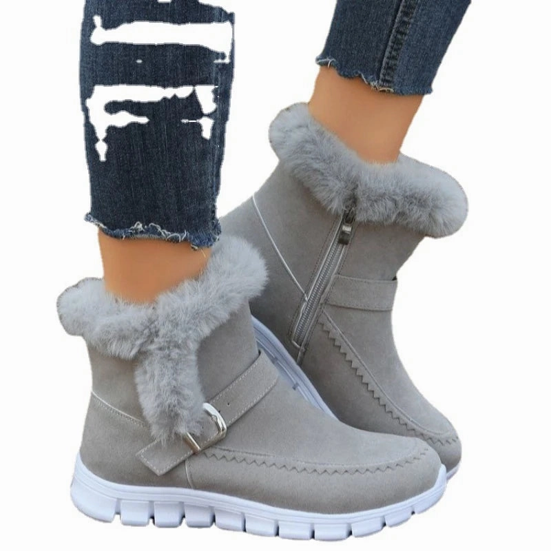 Yipinpay Women Fur Warm Chelsea Snow Boots Casual Shoes New Short Plush Suede Ankle Boots Flats Gladiator Sport Ladies Botas Mujer Toddler Snow Boots Waterproof