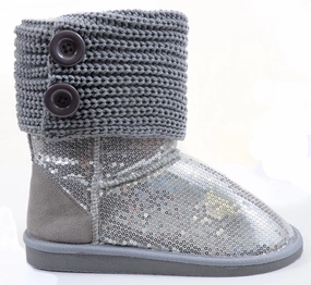 Sequin Crochet Slouchy Knit Sweater Button Flat Boot Silver Adidas Yeezy New Shoes