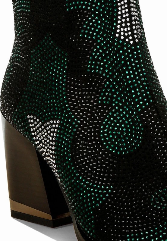 Adidas Slide In Shoes Zarka Rhinestones Embellished Block Heel Boots