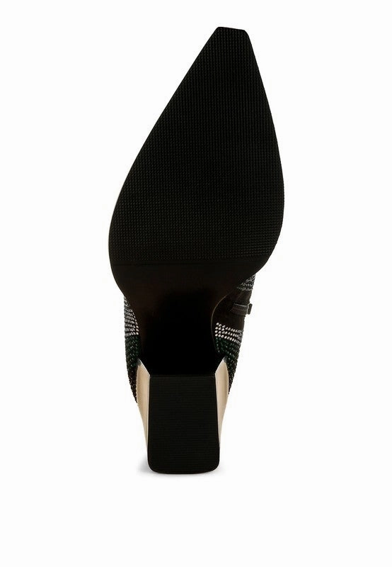 Zarka Rhinestones Embellished Block Heel Boots Uk 5 To Us Shoe Size Adidas