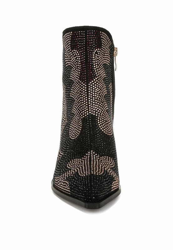 Zarka Rhinestones Embellished Block Heel Boots Adidas The Road Shoes