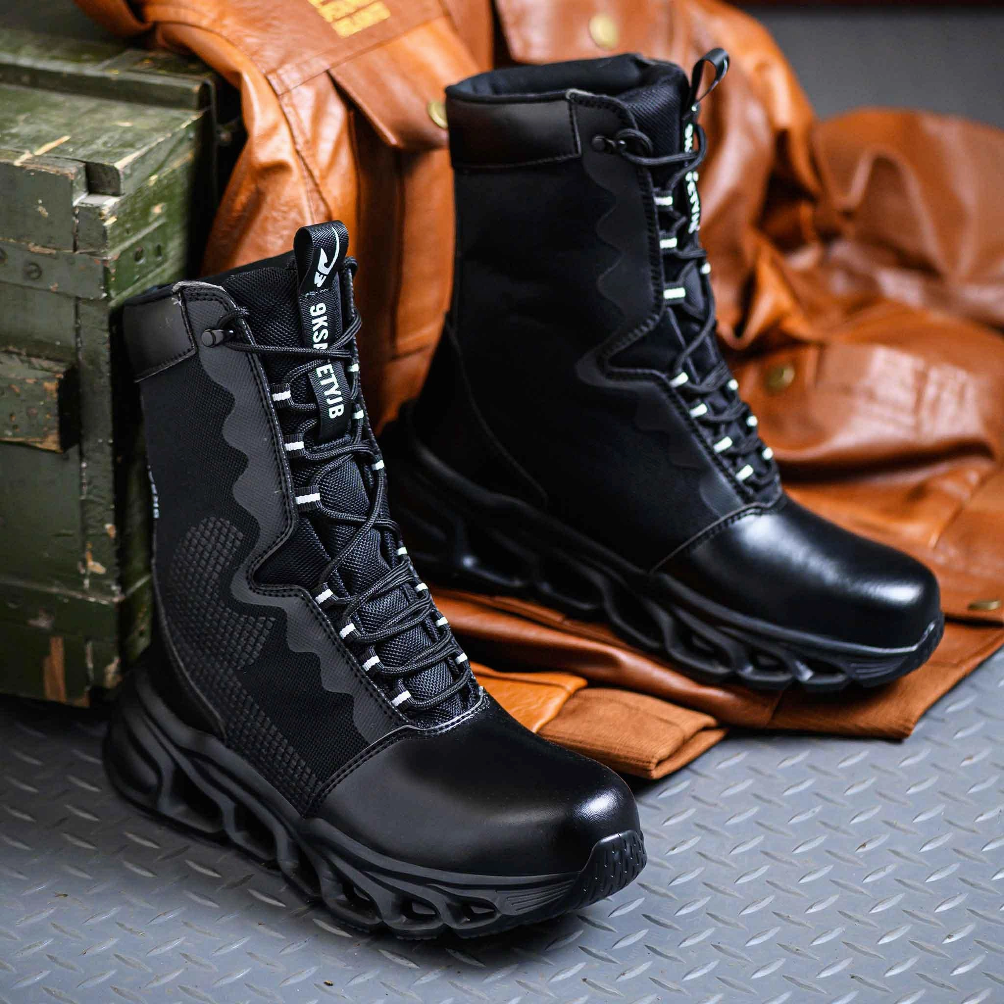 Men's 8-Inch Waterproof Steel Toe Work Boots - Slip-Resistant & Durable | B307 Winter Slip On Work Boots