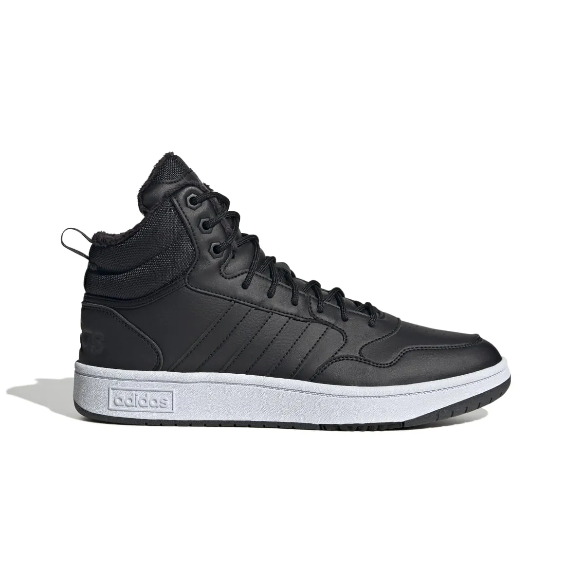 Lace Up ADIDAS GZ6679 HOOPS MID 3.0 WINTERIZED MN'S (Medium) Black/Black/White Synthetic Leather Basketball Shoes