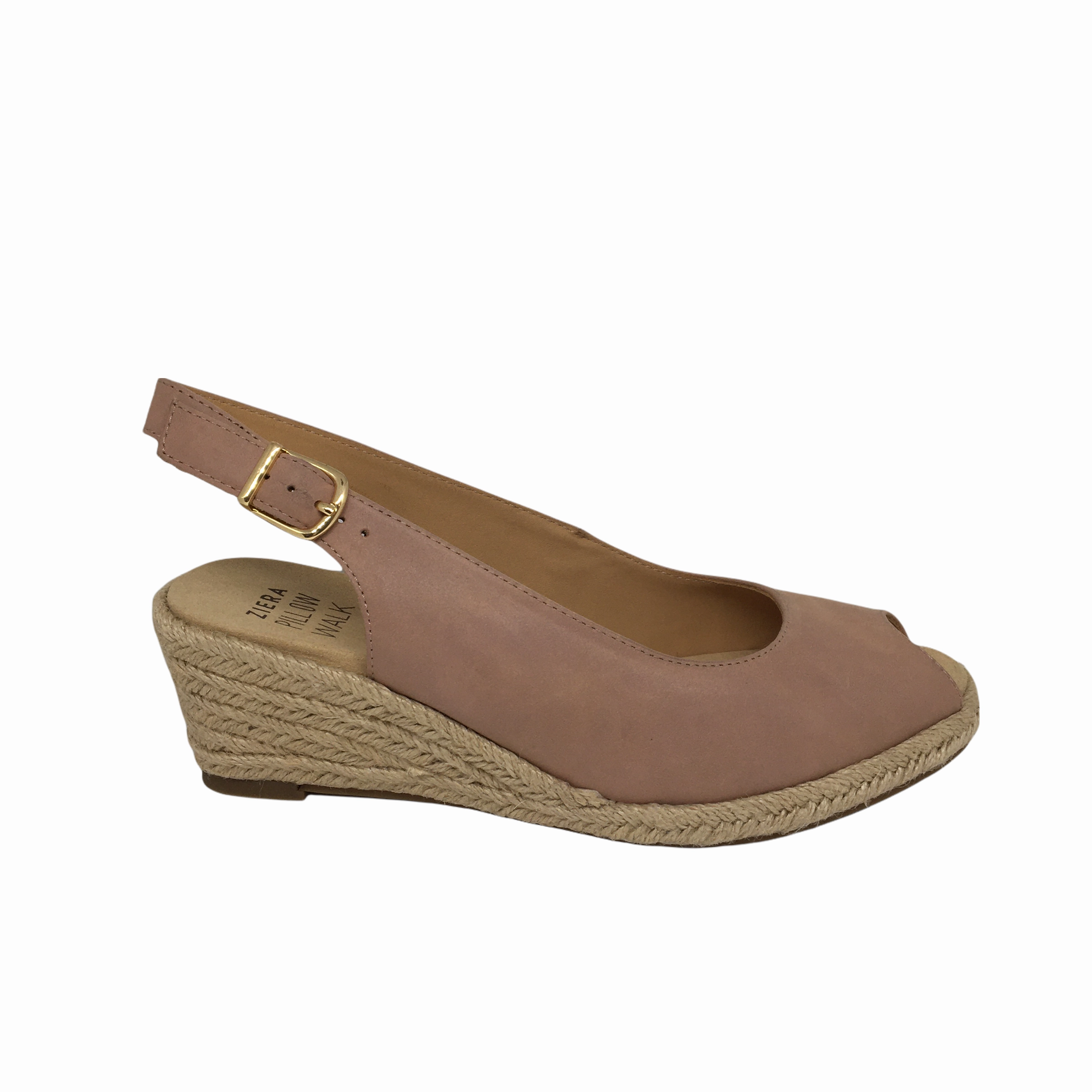 Ziera Wesly Wide Leather Wedge Breathable Summer Footwear Nude Calm